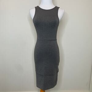 Topshop Black Taupe Stripe BodyCon Dress Medium